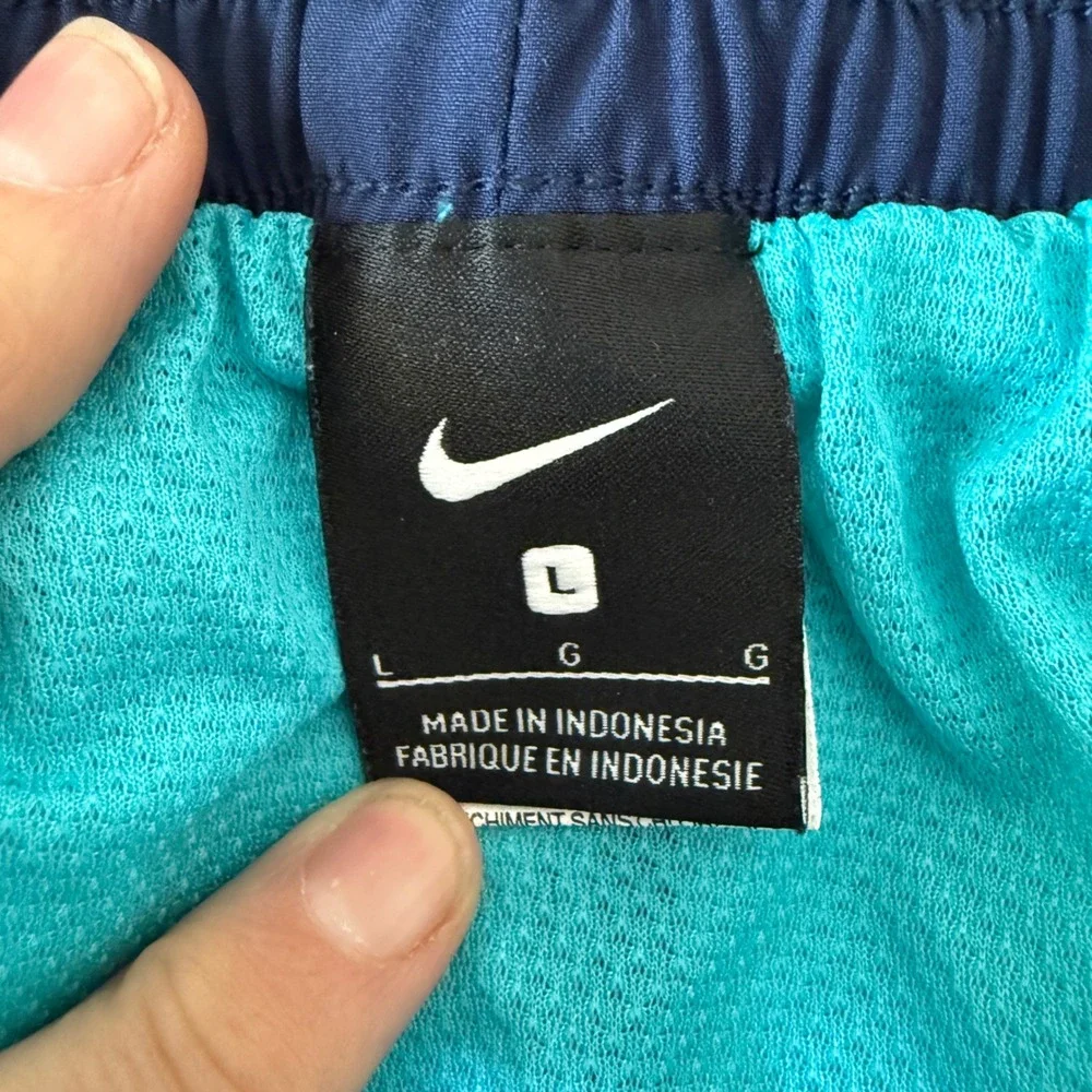 Nike Swim Trunks Mens Large Blue Teal Abstract Stripe Board Shorts Beach Tropics